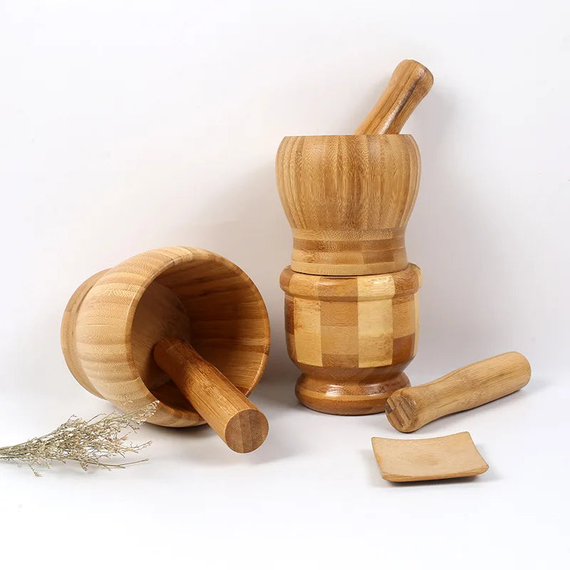 Bamboo Mortar and Pestle Set
