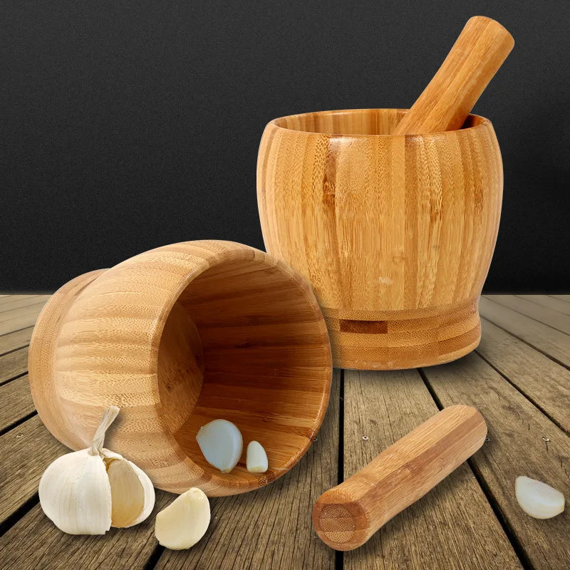 Bamboo Mortar and Pestle Set