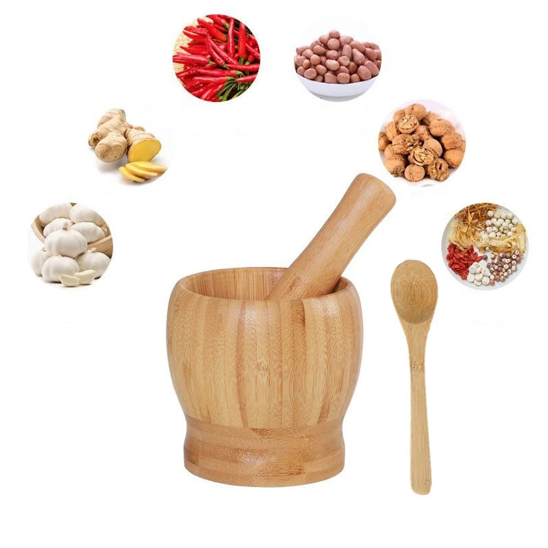 Bamboo Mortar and Pestle Set