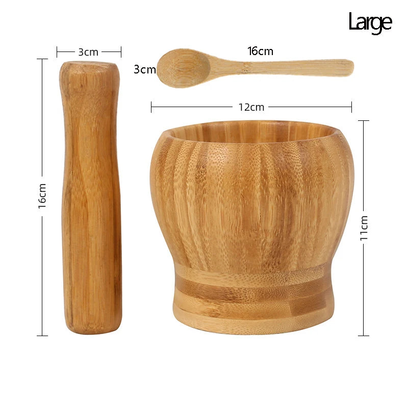 Bamboo Mortar and Pestle Set