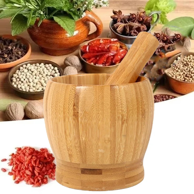Bamboo Mortar and Pestle Set