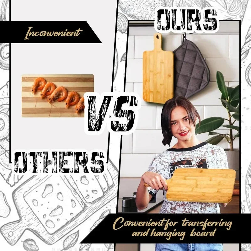 Bamboo Cutting Board with Handle Large