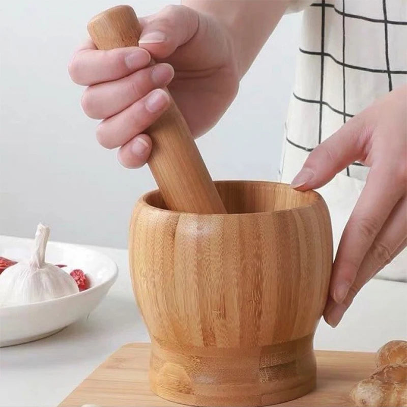 Bamboo Mortar and Pestle Set
